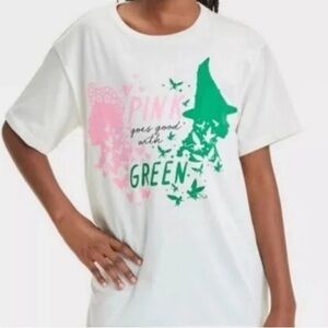Wicked the Movie Girls Small 6/7 Glenda Elphaba White T-Shirt NWT